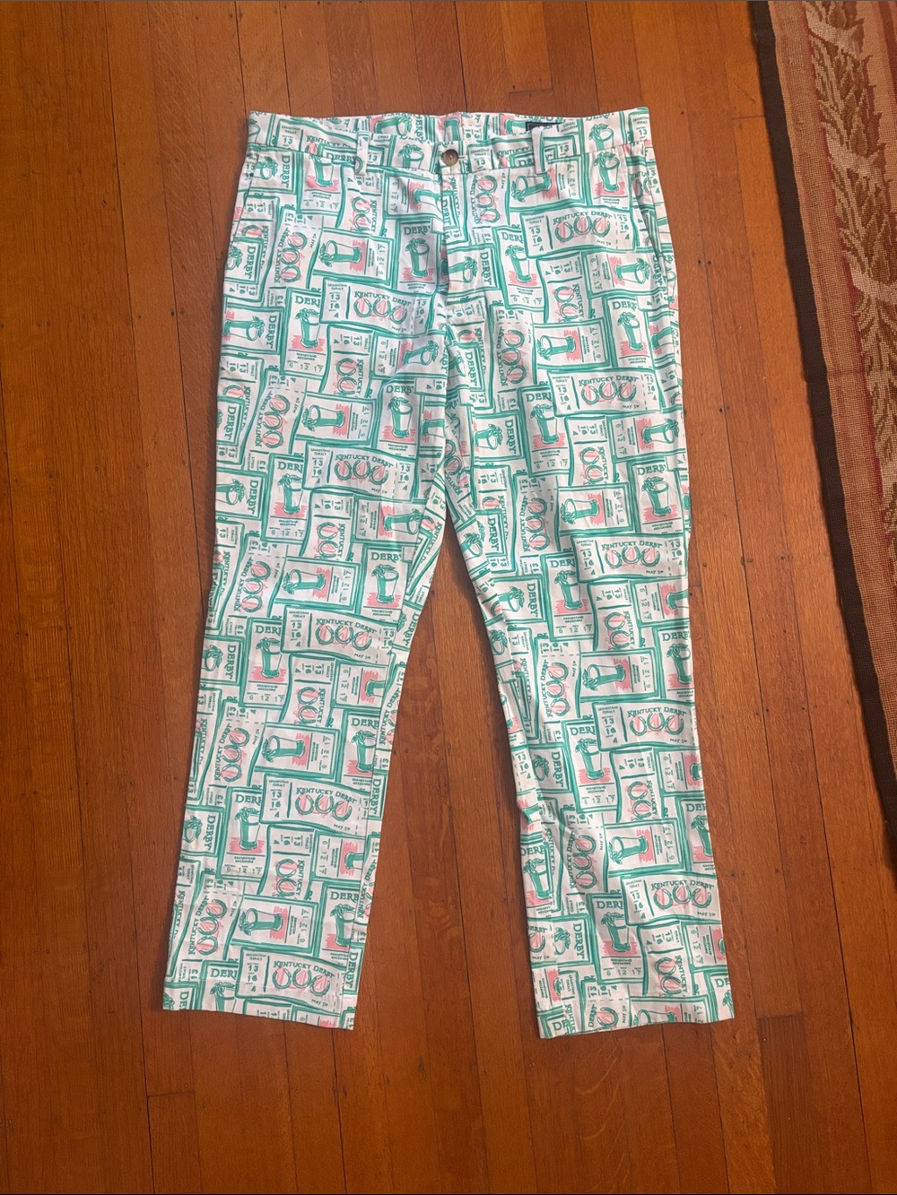 Vineyard Vines White and Teal Printed Kids Stretch Bottoms